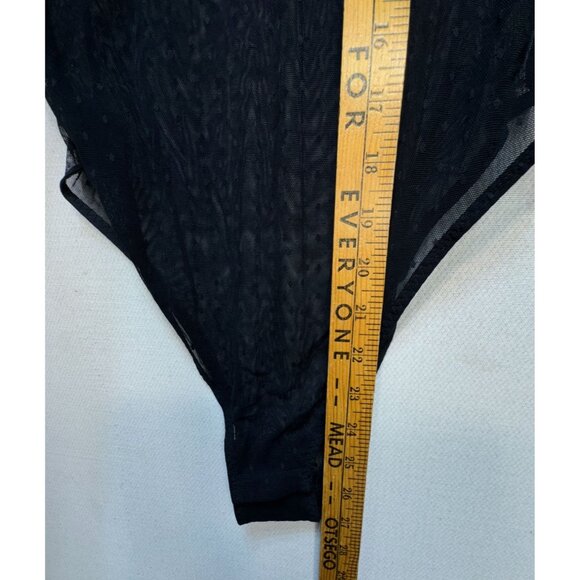 NWT La Senza Womens Long Sleeve Sheer Bodysuit Size S Black Swiss Dots Summer - Picture 8 of 13